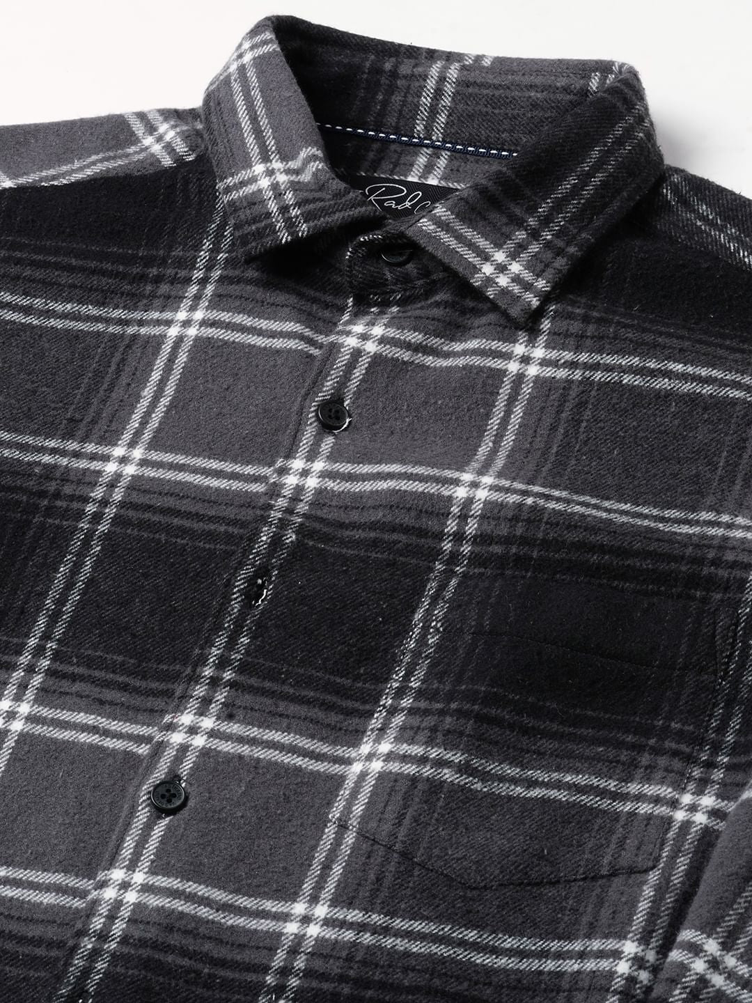 Super Soft Black & Grey Tartan Checked Flannel Shirt - Image 9