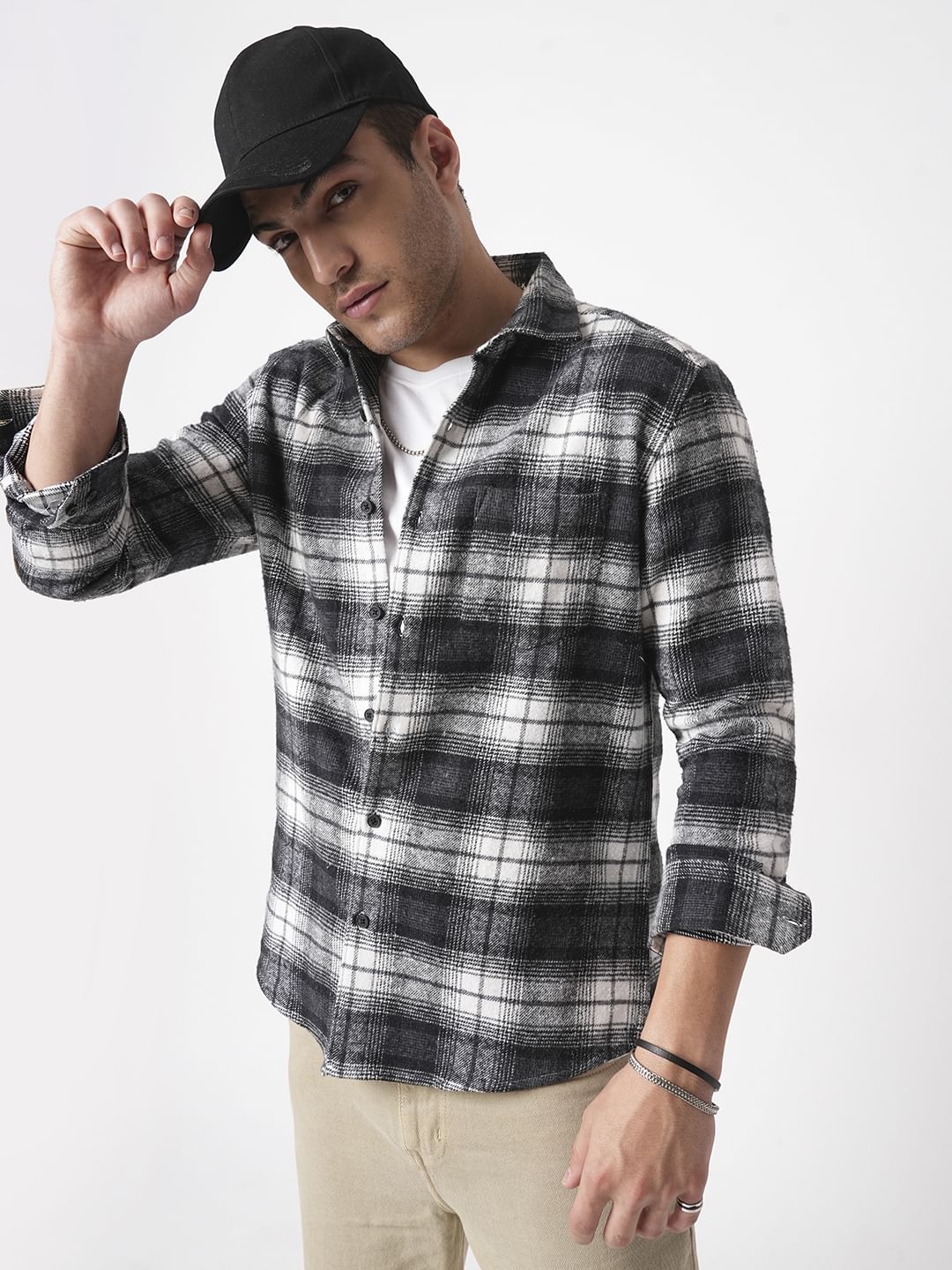 Super Soft Black & White Tartanique Checks Flannel Shirt - Image 4