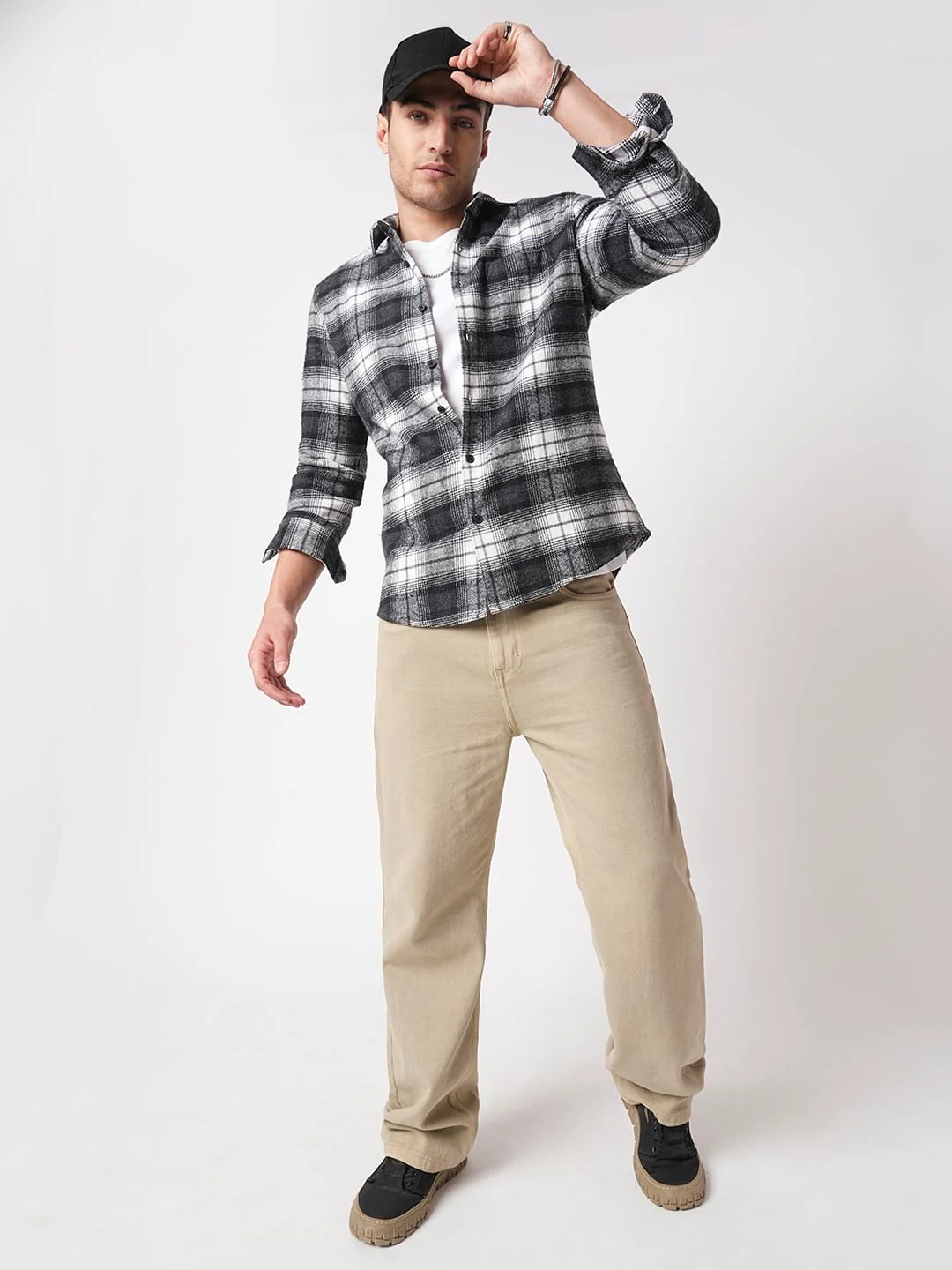 Super Soft Black & White Tartanique Checks Flannel Shirt - Image 8