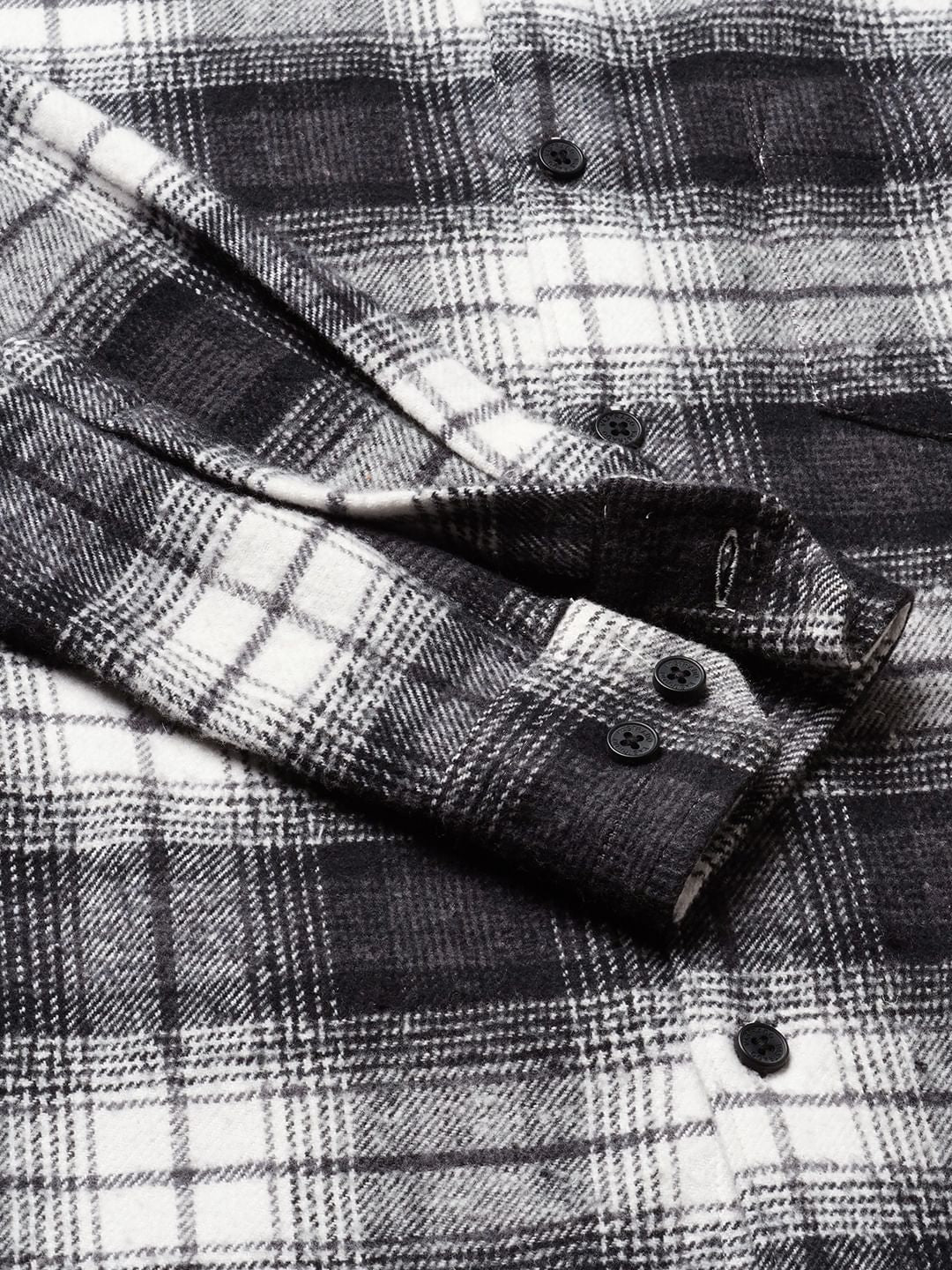 Super Soft Black & White Tartanique Checks Flannel Shirt - Image 9