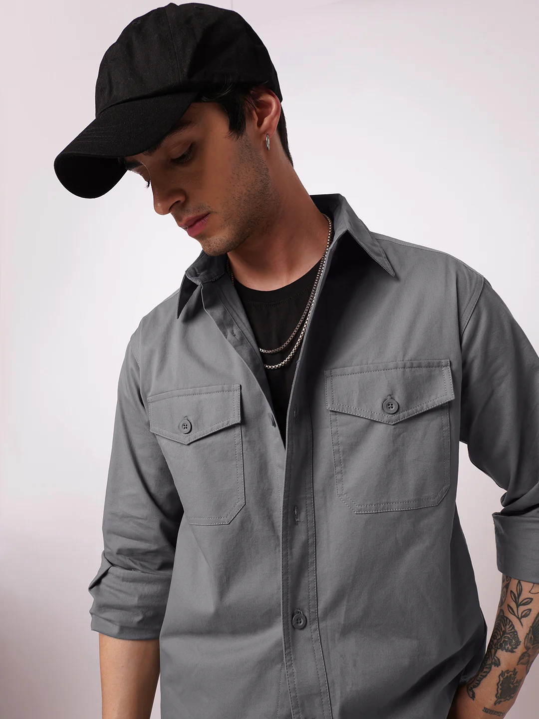 Super Soft Dim Grey Double Pocket Overshirt - Image 2
