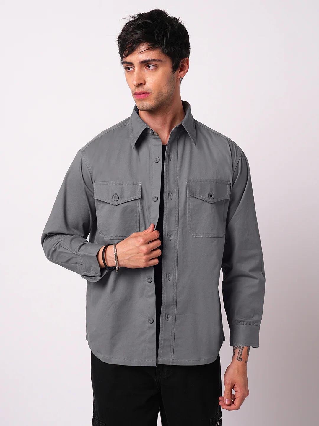 Super Soft Dim Grey Double Pocket Overshirt - Image 5