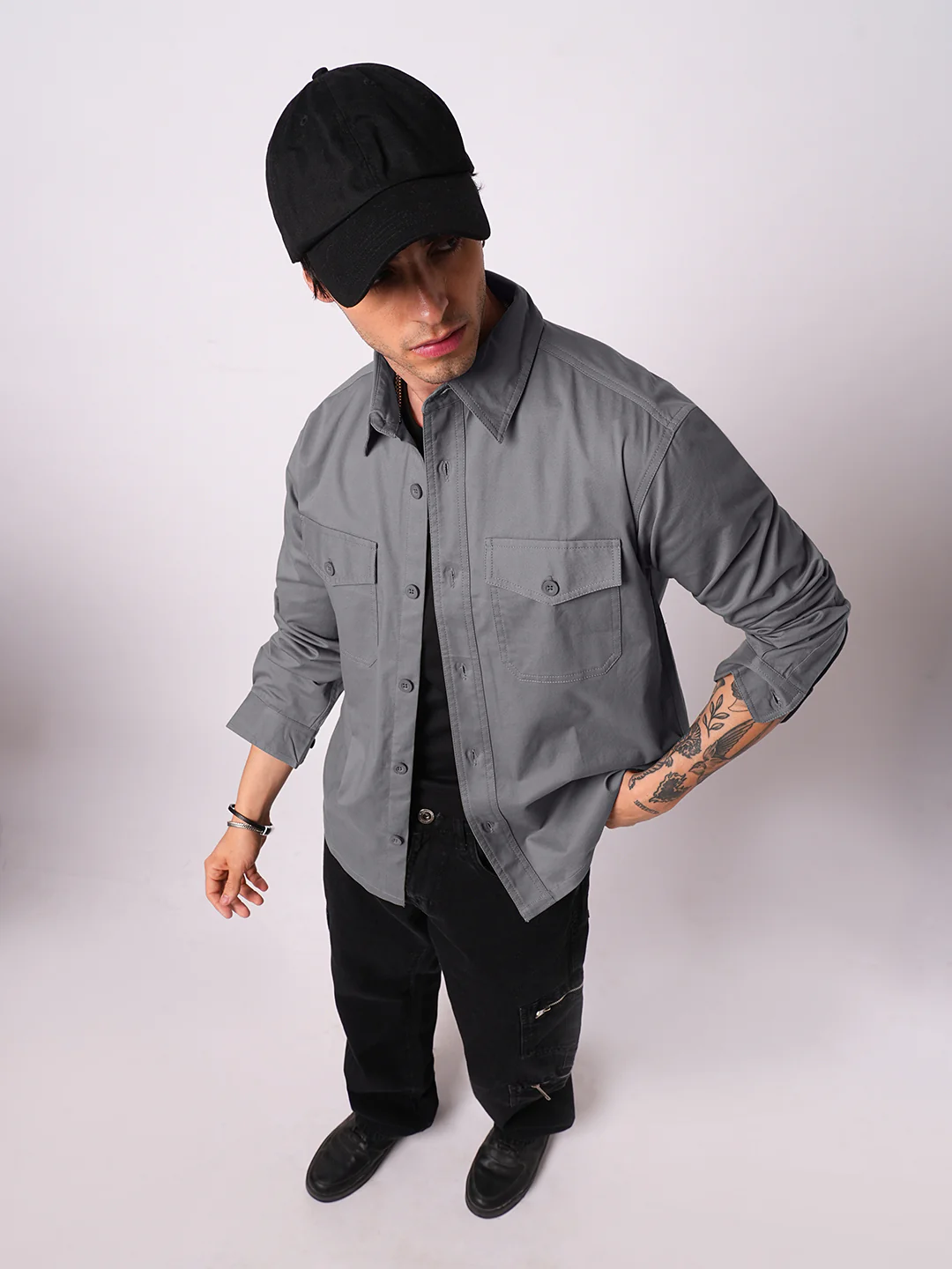 Super Soft Dim Grey Double Pocket Overshirt - Image 7