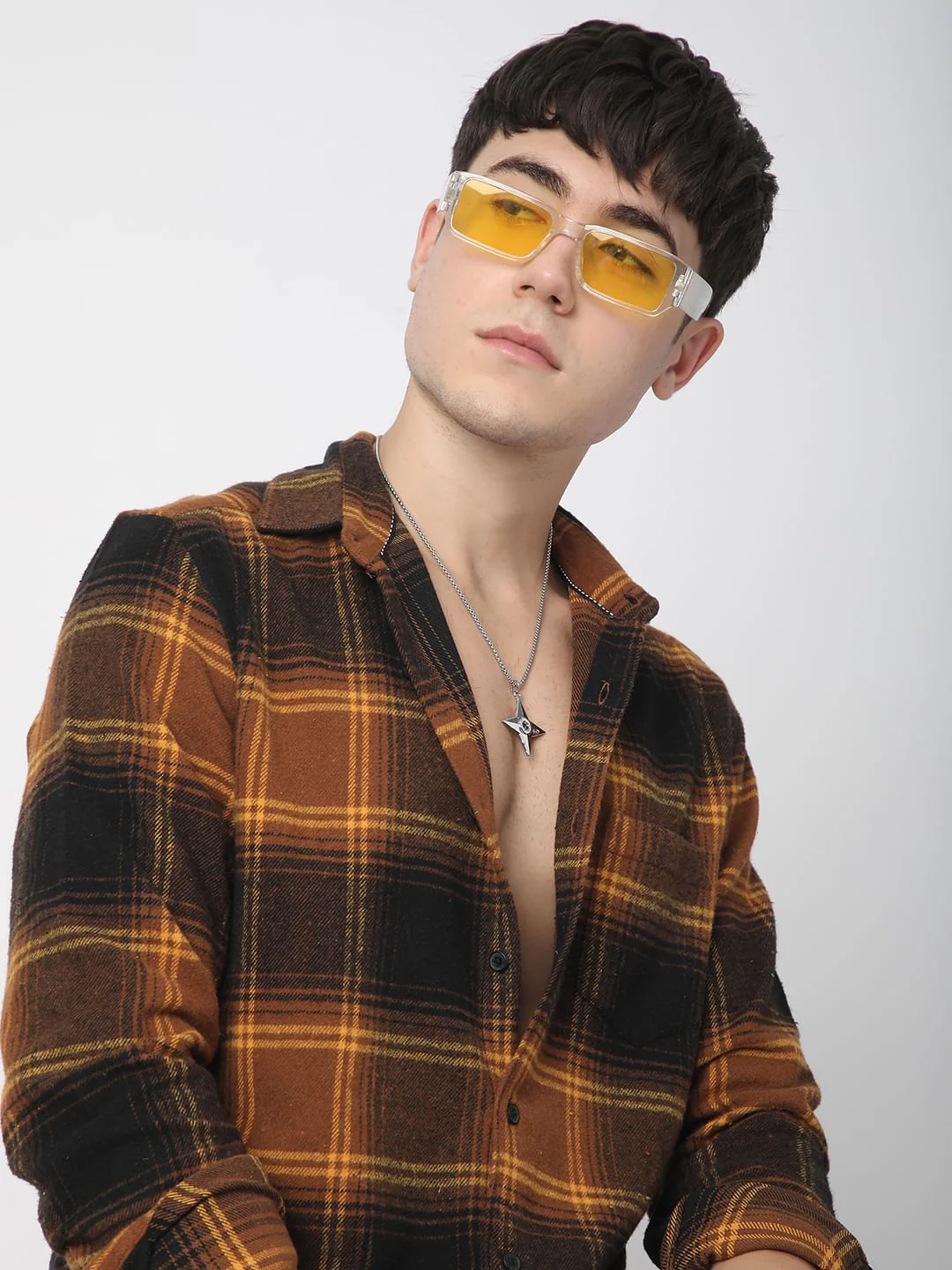 Super Soft Flannel Umber Brown Checkered Shirt - Image 2