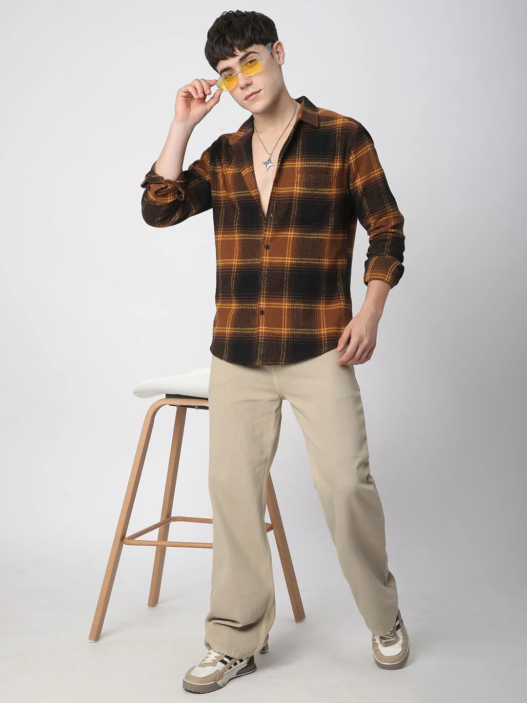 Super Soft Flannel Umber Brown Checkered Shirt - Image 8