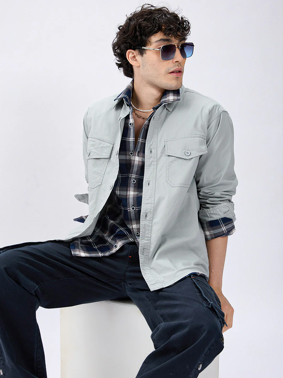 Super Soft Muted Mint Green Double Pocket Overshirt - Image 2