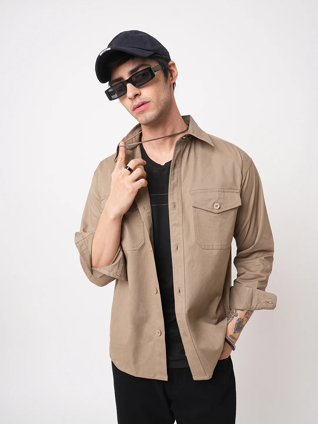 Super Soft Peanut Brown Double Pocket Overshirt - Image 2