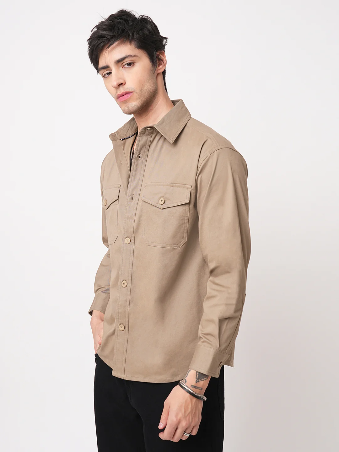 Super Soft Peanut Brown Double Pocket Overshirt - Image 5