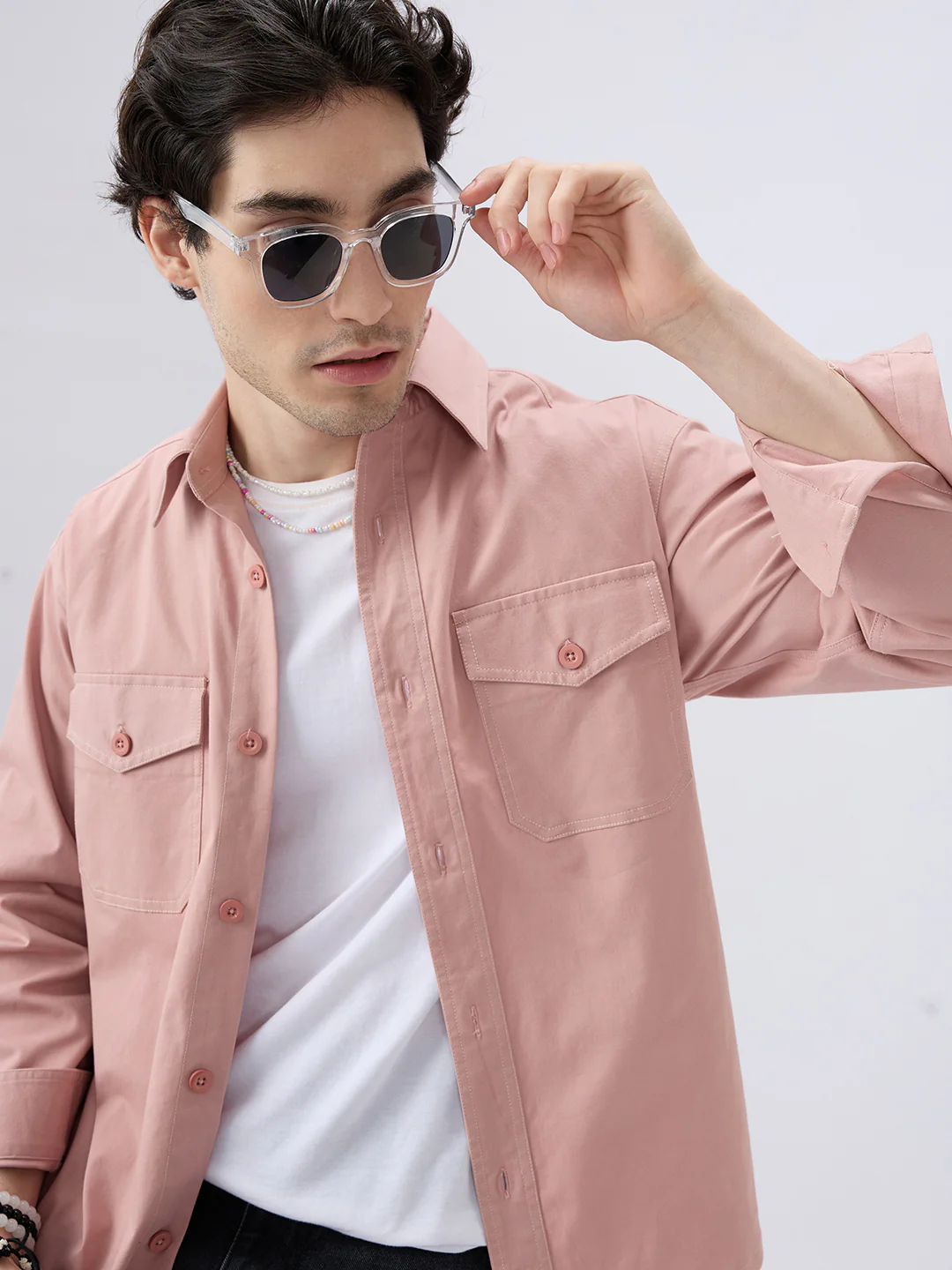 Super Soft Rose Pink Double Pocket Overshirt - Image 2