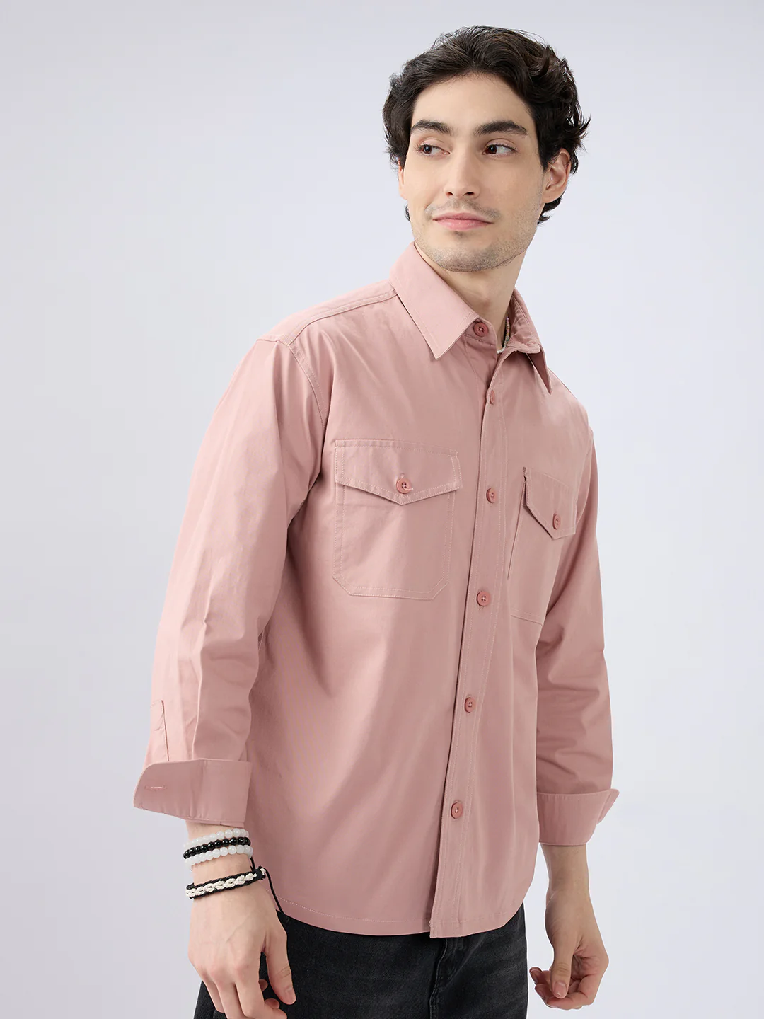 Super Soft Rose Pink Double Pocket Overshirt - Image 5