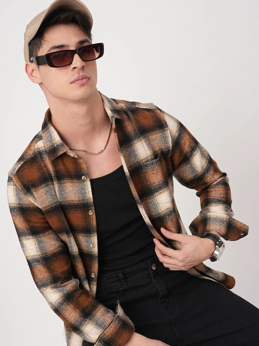 Super Soft Rust Brown Tartan Checked Flannel Shirt - Image 2