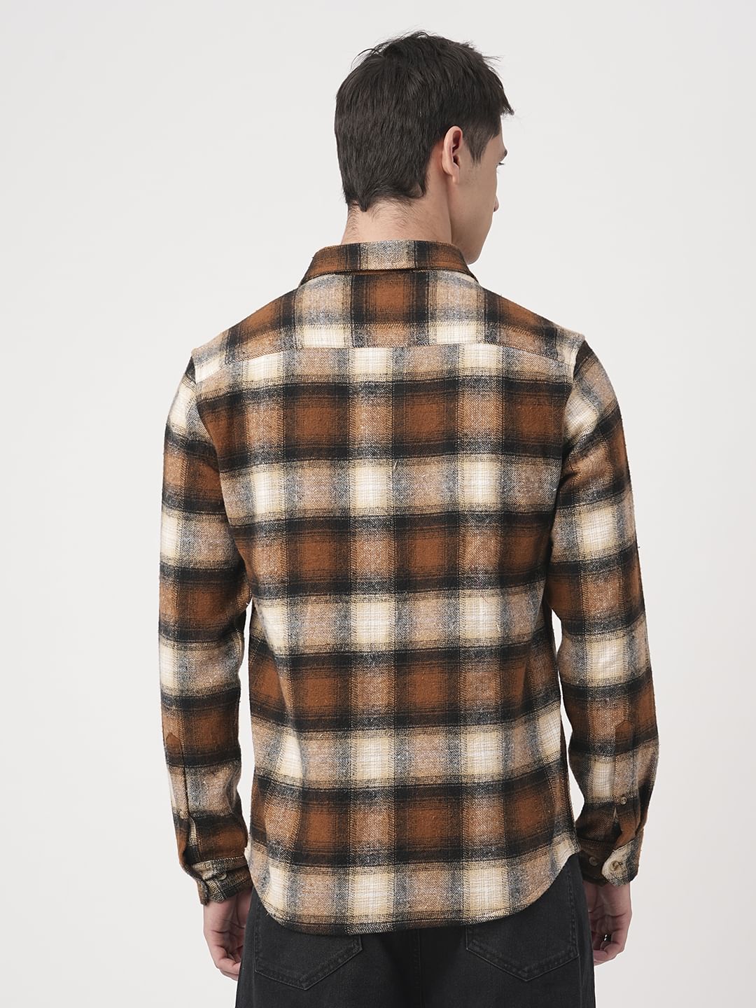 Super Soft Rust Brown Tartan Checked Flannel Shirt - Image 6