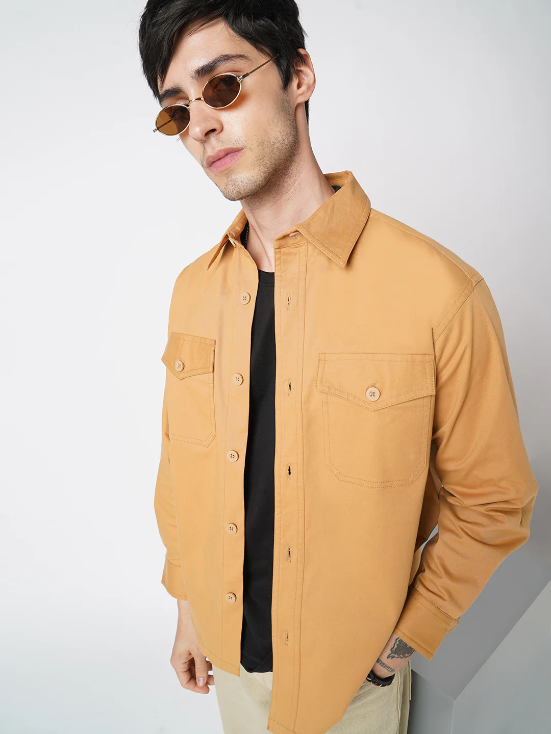 Super Soft Solid Tangerine Double Pocket Overshirt - Image 2