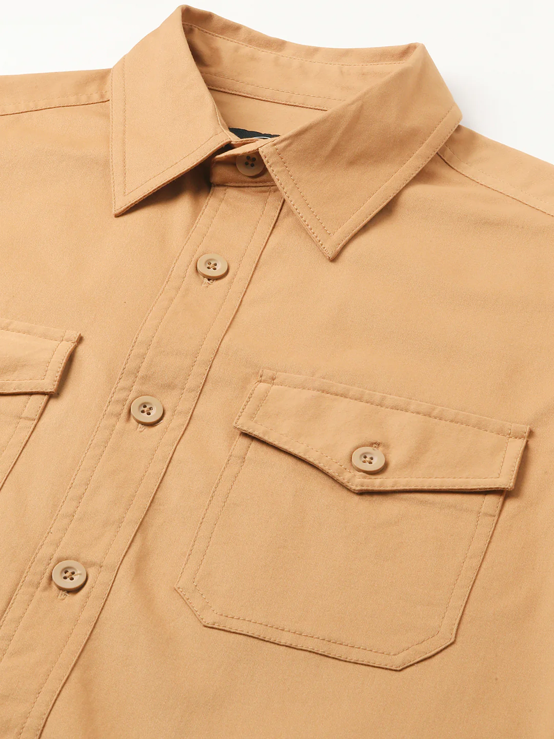 Super Soft Solid Tangerine Double Pocket Overshirt - Image 3