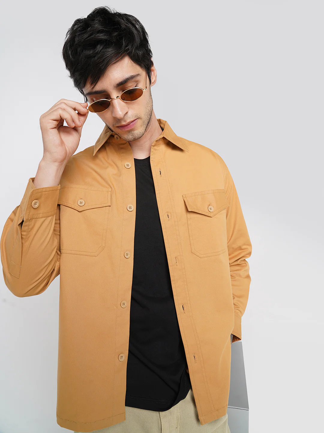 Super Soft Solid Tangerine Double Pocket Overshirt - Image 4