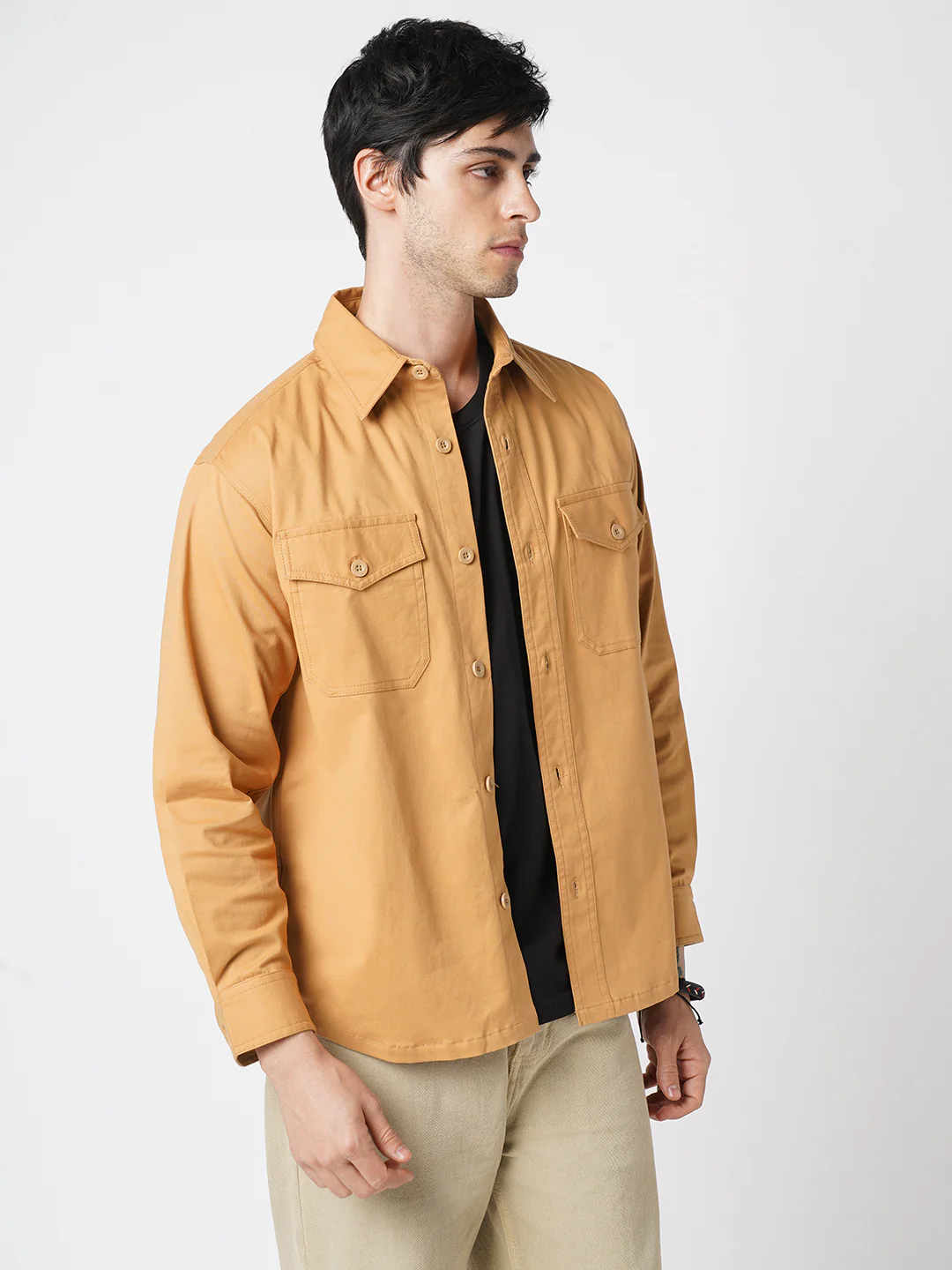 Super Soft Solid Tangerine Double Pocket Overshirt - Image 6