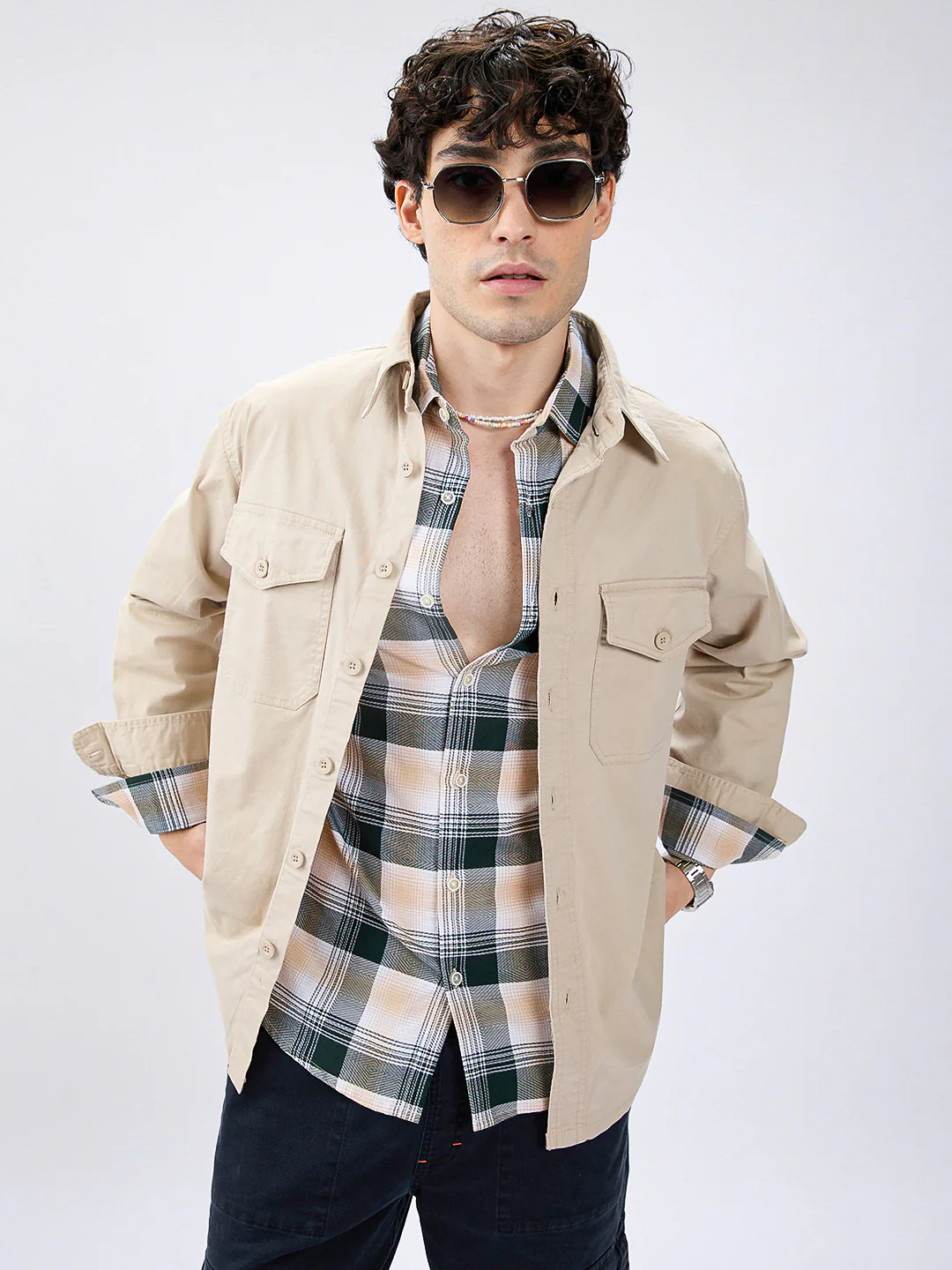 Super Soft Tan Beige Double Pocket Overshirt - Image 2