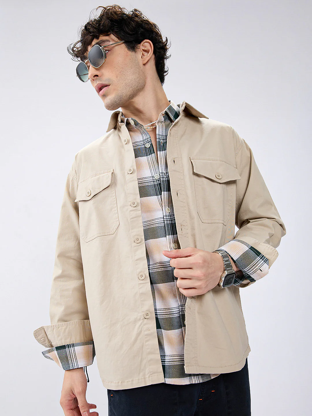Super Soft Tan Beige Double Pocket Overshirt - Image 3