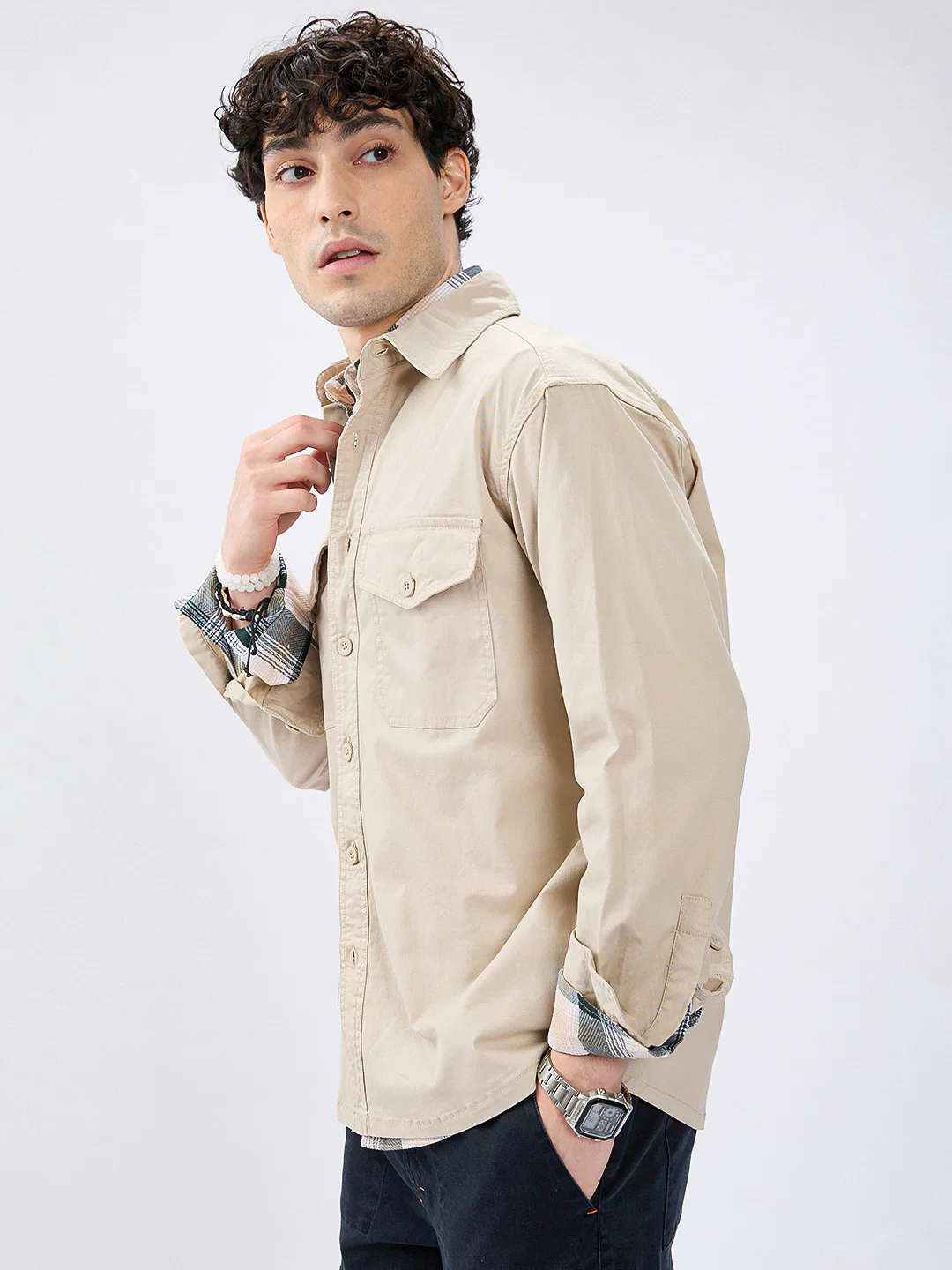 Super Soft Tan Beige Double Pocket Overshirt - Image 4