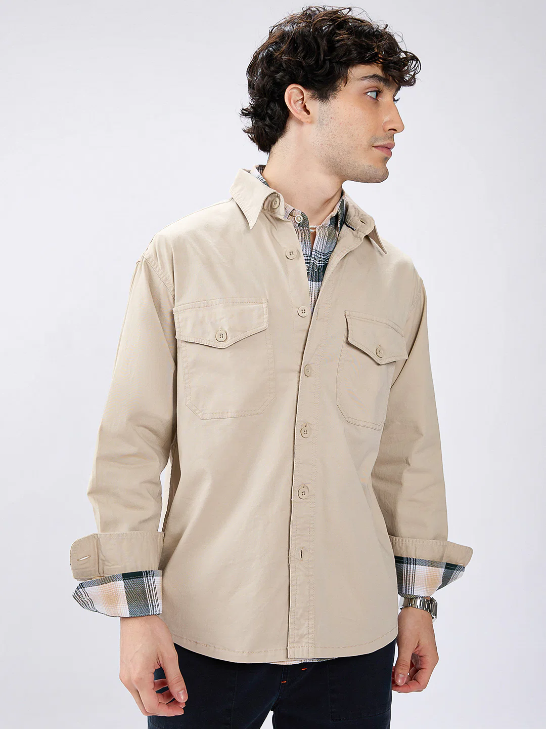 Super Soft Tan Beige Double Pocket Overshirt - Image 5