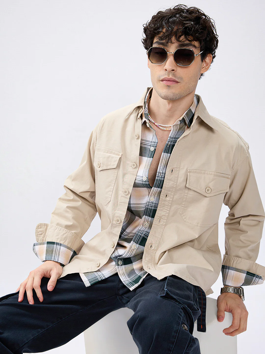 Super Soft Tan Beige Double Pocket Overshirt - Image 7