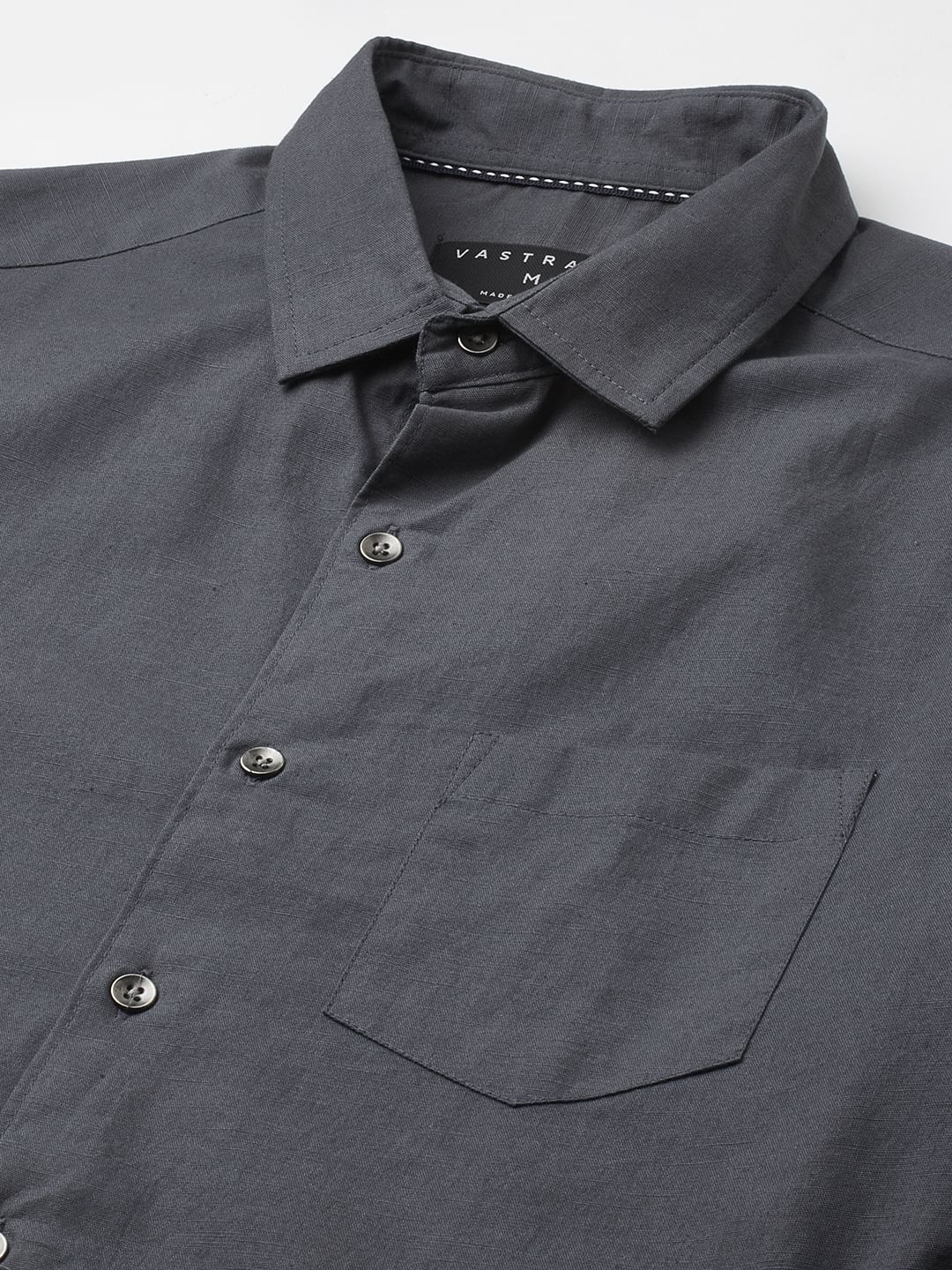 Swish Slate Grey Solid Shirt - Image 3