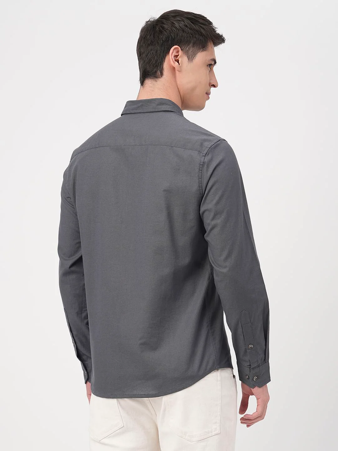 Swish Slate Grey Solid Shirt - Image 6