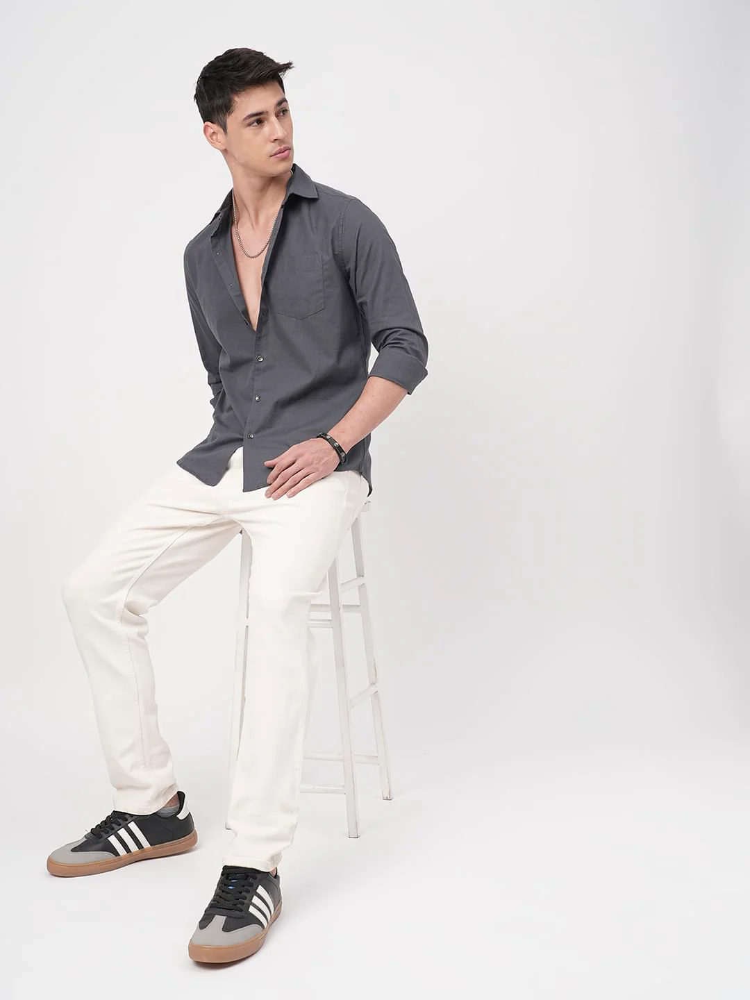 Swish Slate Grey Solid Shirt - Image 7
