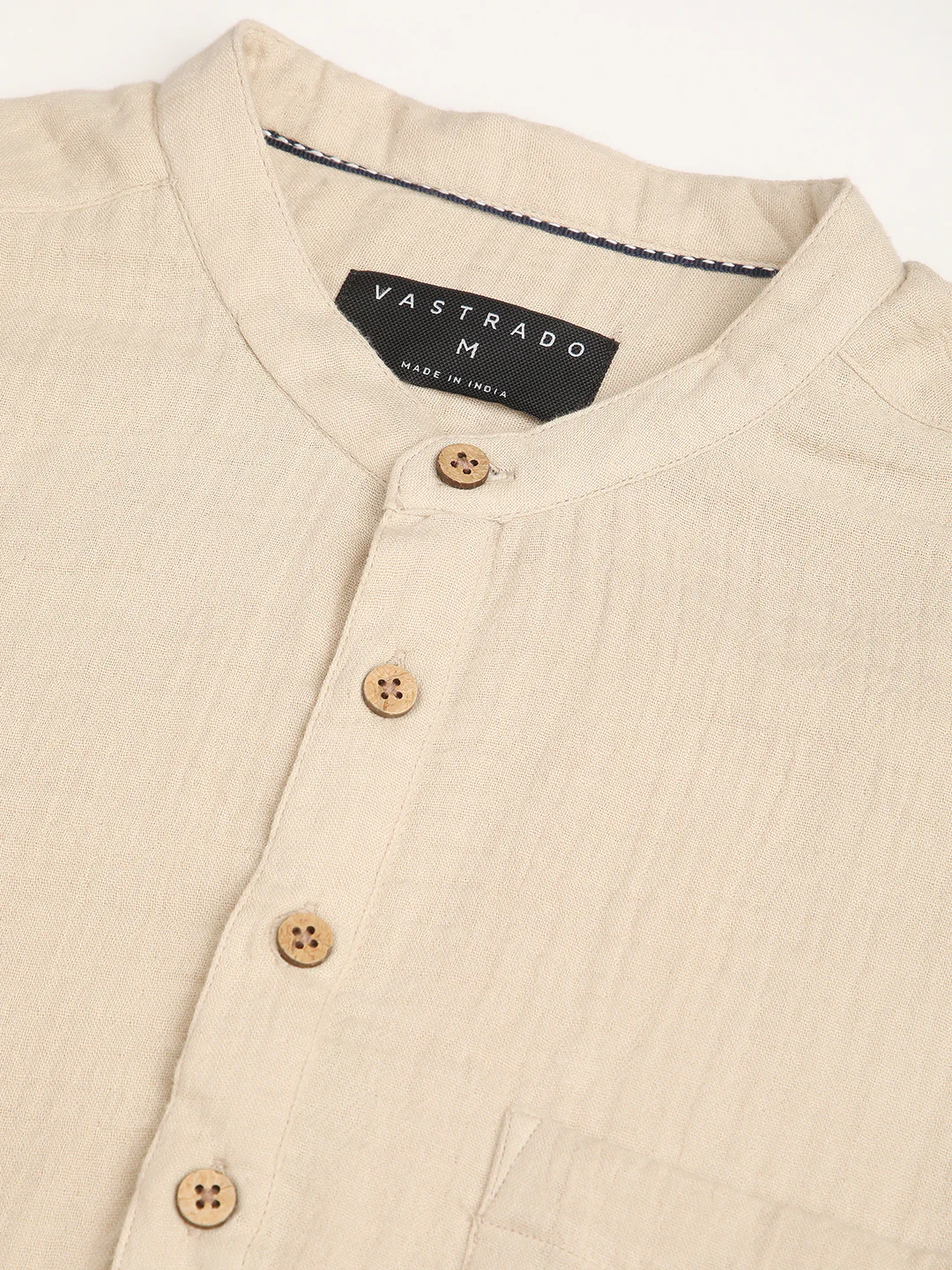 Tan Beige Double Cloth Crinkled Kurta - Image 3