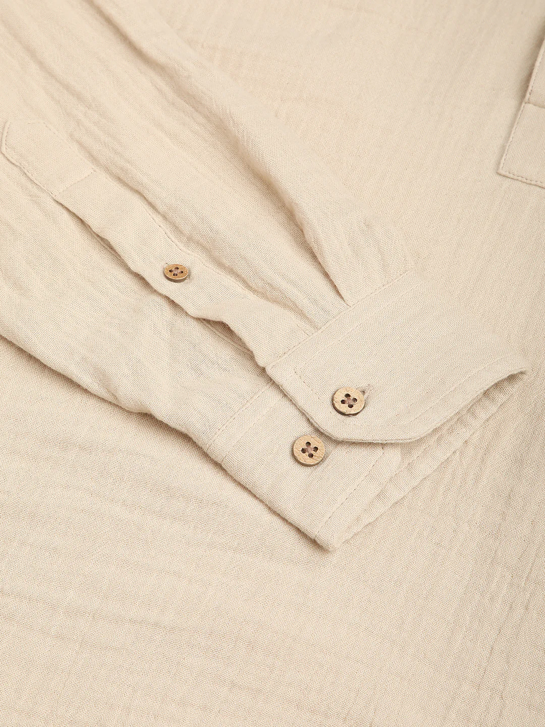 Tan Beige Double Cloth Crinkled Kurta - Image 9