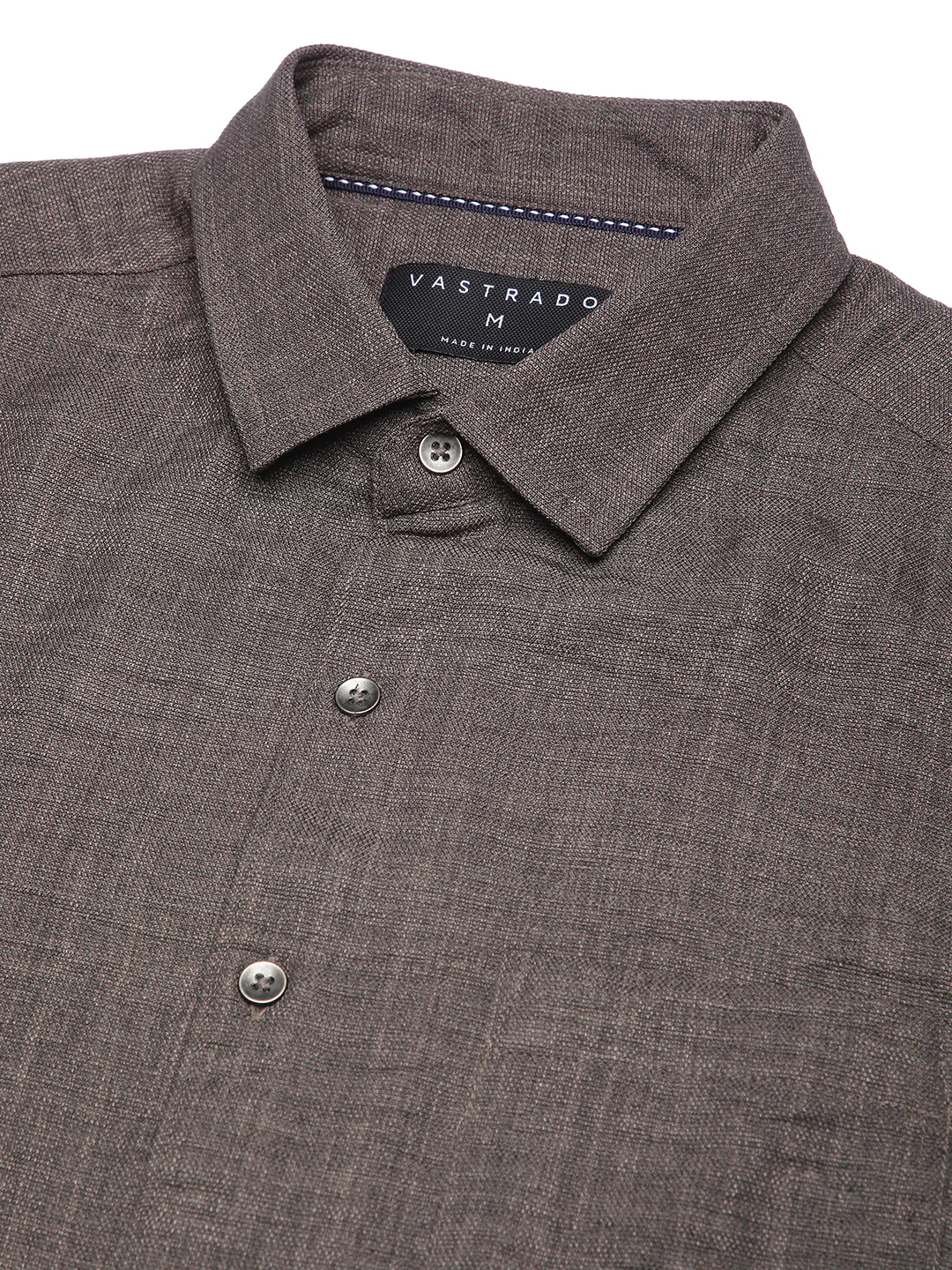 Taupe Minimalist Solid Crinkled Shirt - Image 3