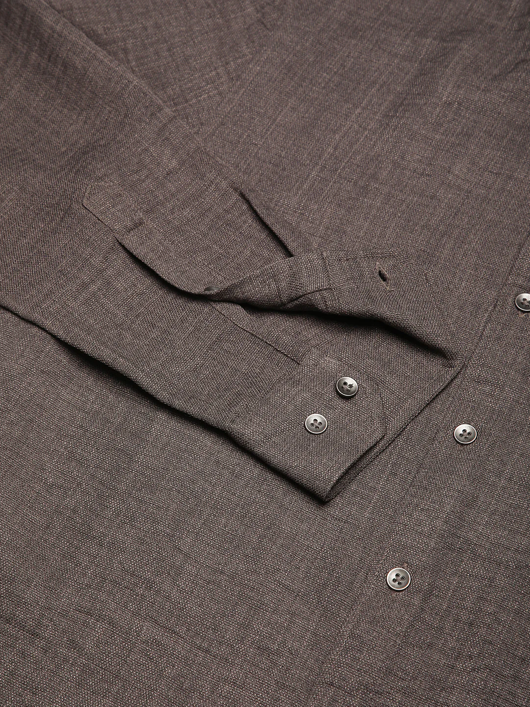 Taupe Minimalist Solid Crinkled Shirt - Image 9