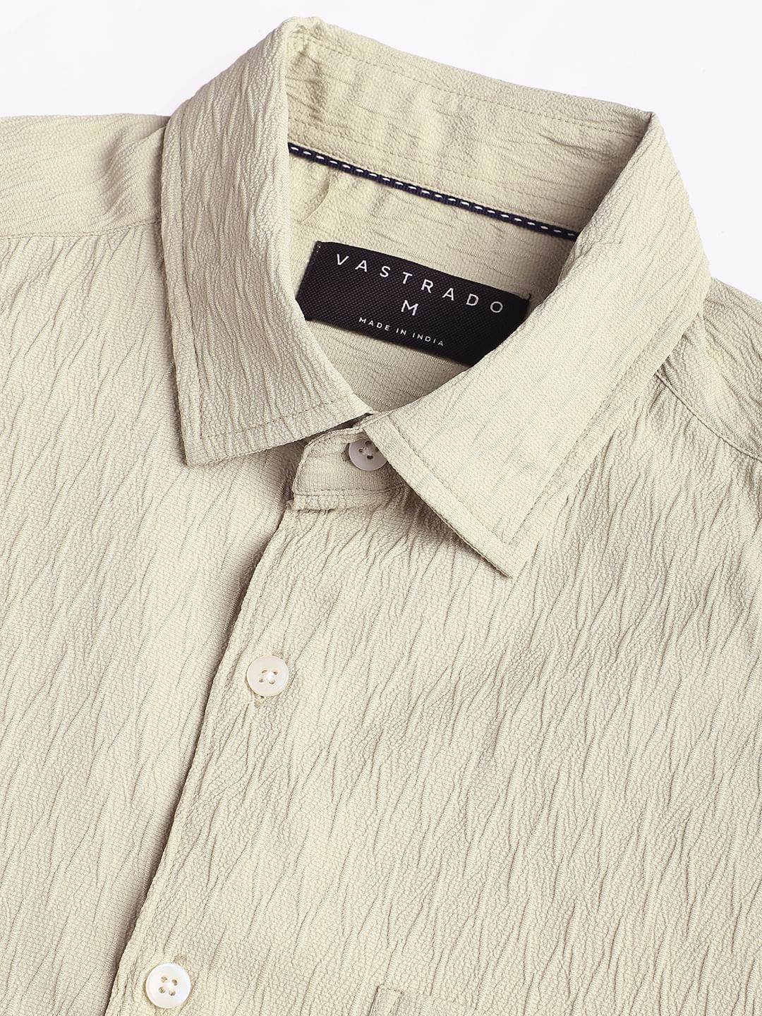 Tea Green Crinkled Textured Shirt - Image 3