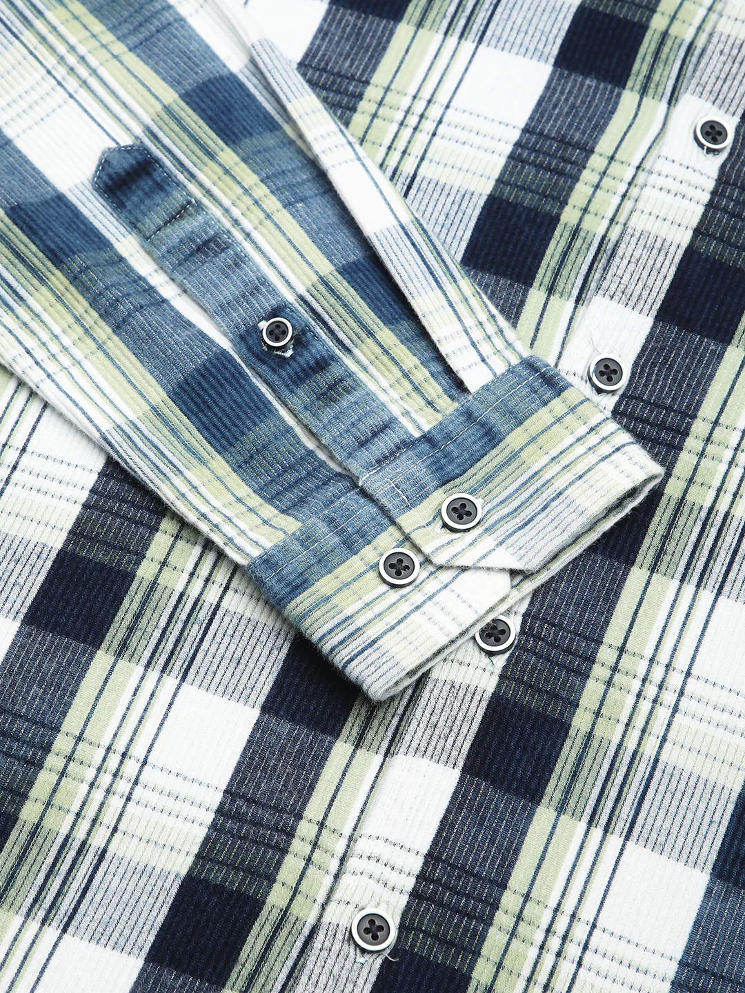 Denim Tea Green & Navy Plaid Checks Shirt - Image 9