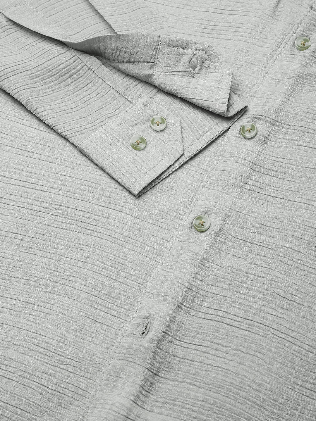 Tea Green Textured Chiffon Shirt - Image 3