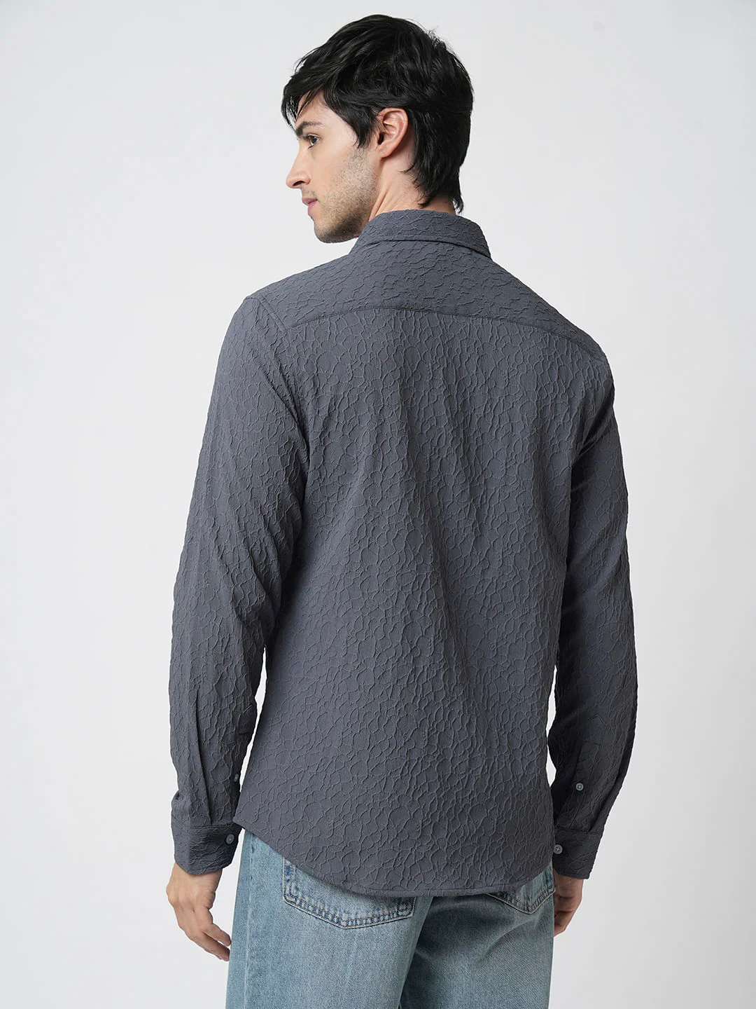 Tempered Grey Abstract Textured Shirt - Image 6