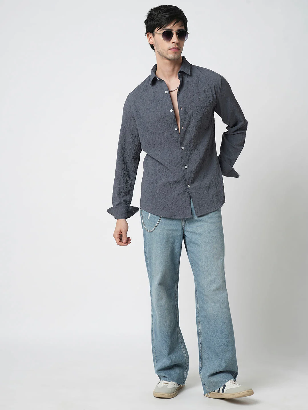 Tempered Grey Abstract Textured Shirt - Image 7