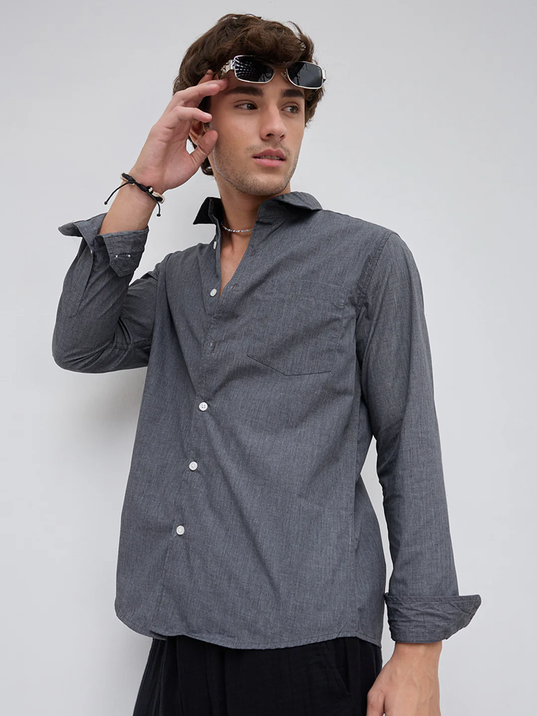 The Slate Grey Micro-Texture Essential Shirt - Image 5