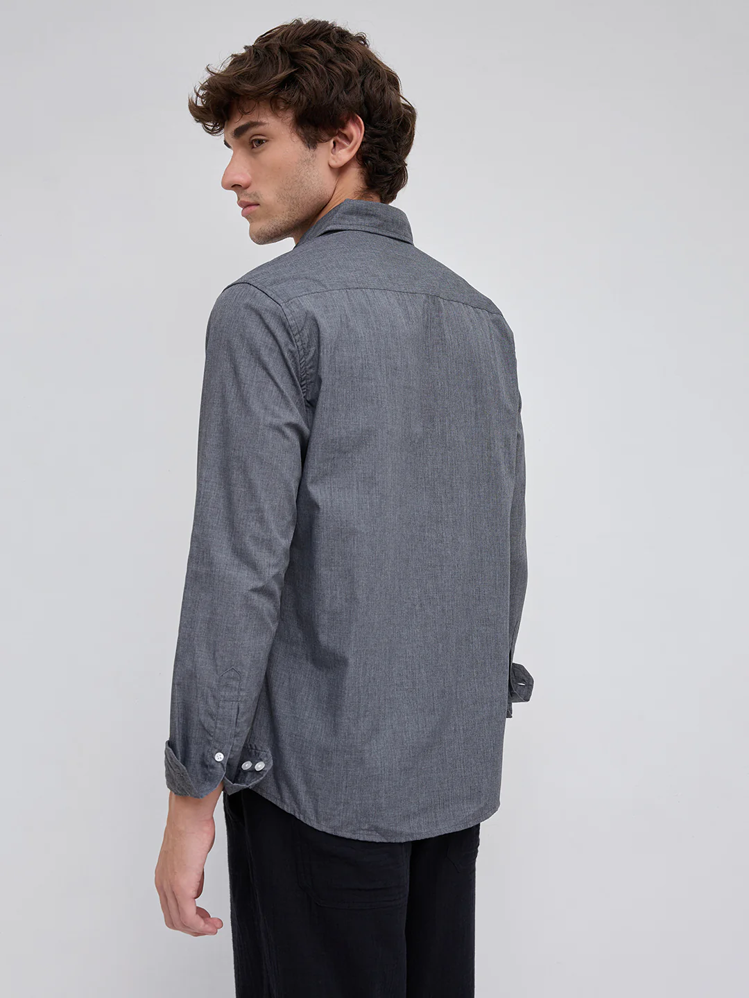 The Slate Grey Micro-Texture Essential Shirt - Image 6