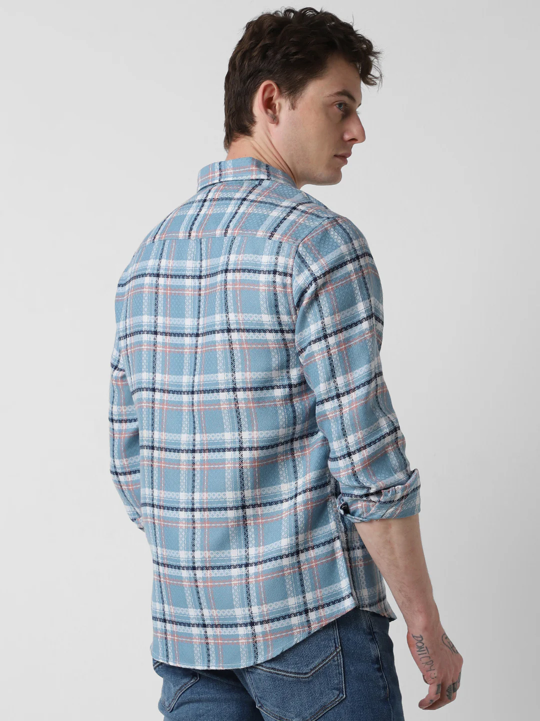Tiffany Blue Diamond Jacquard Checkered Shirt - Image 7