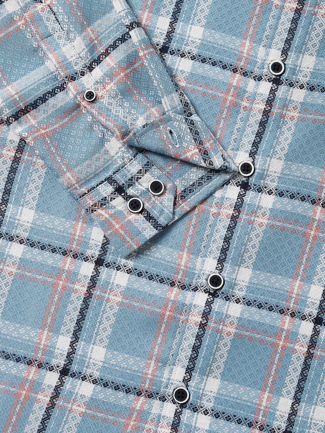 Tiffany Blue Diamond Jacquard Checkered Shirt - Image 9