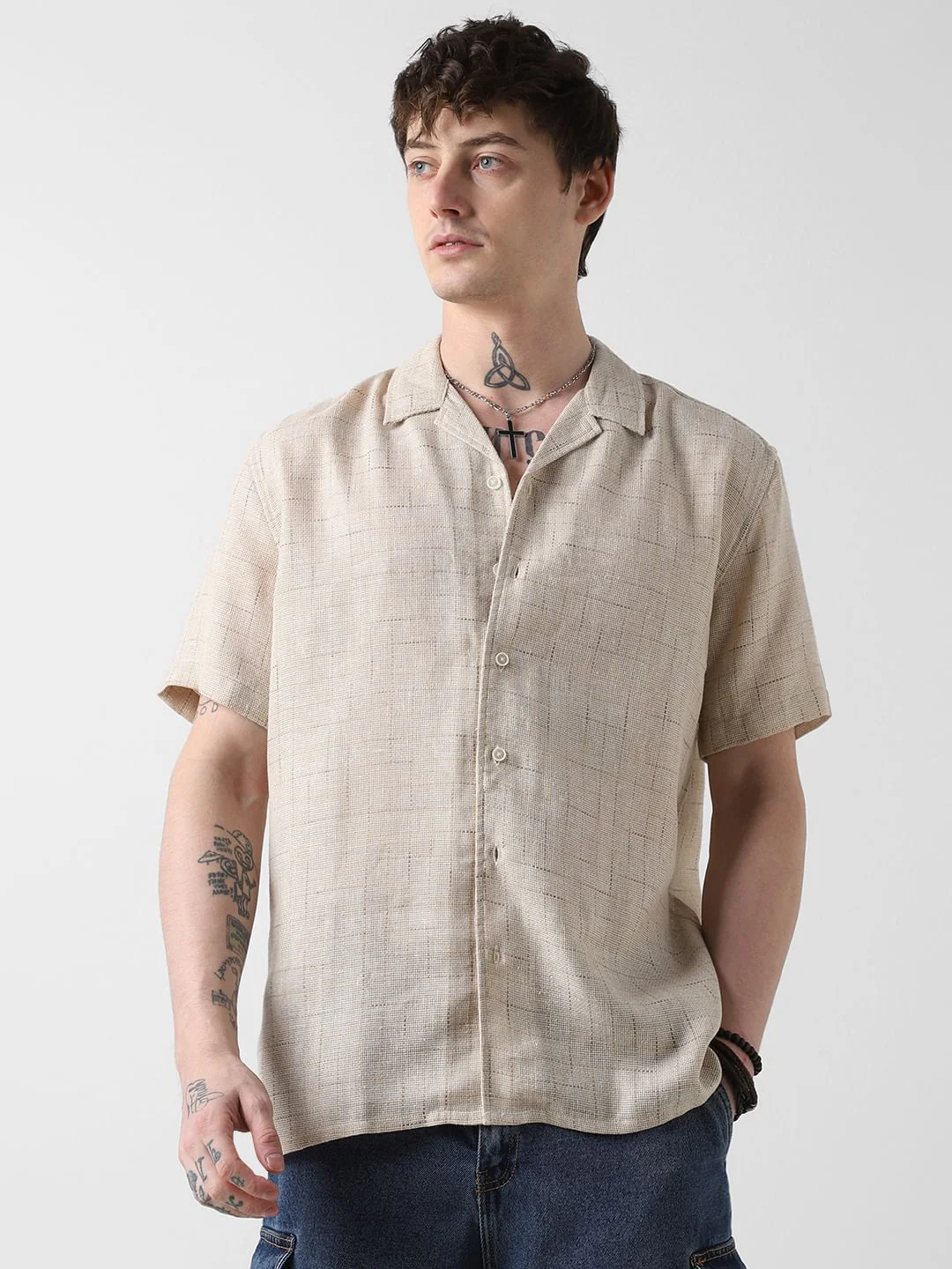 Timeless Beige Jute Oversized Shirt - Image 5