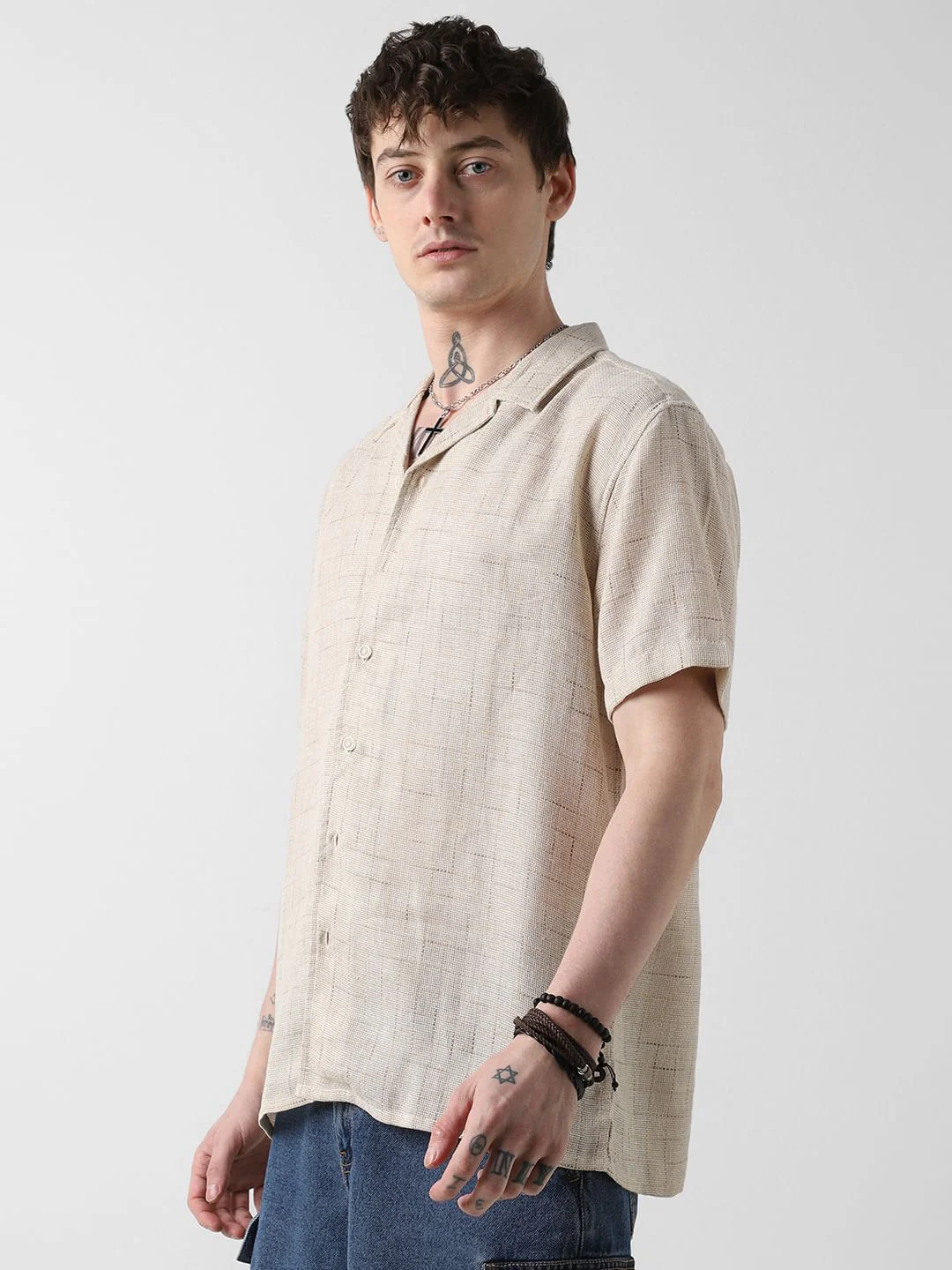 Timeless Beige Jute Oversized Shirt - Image 6