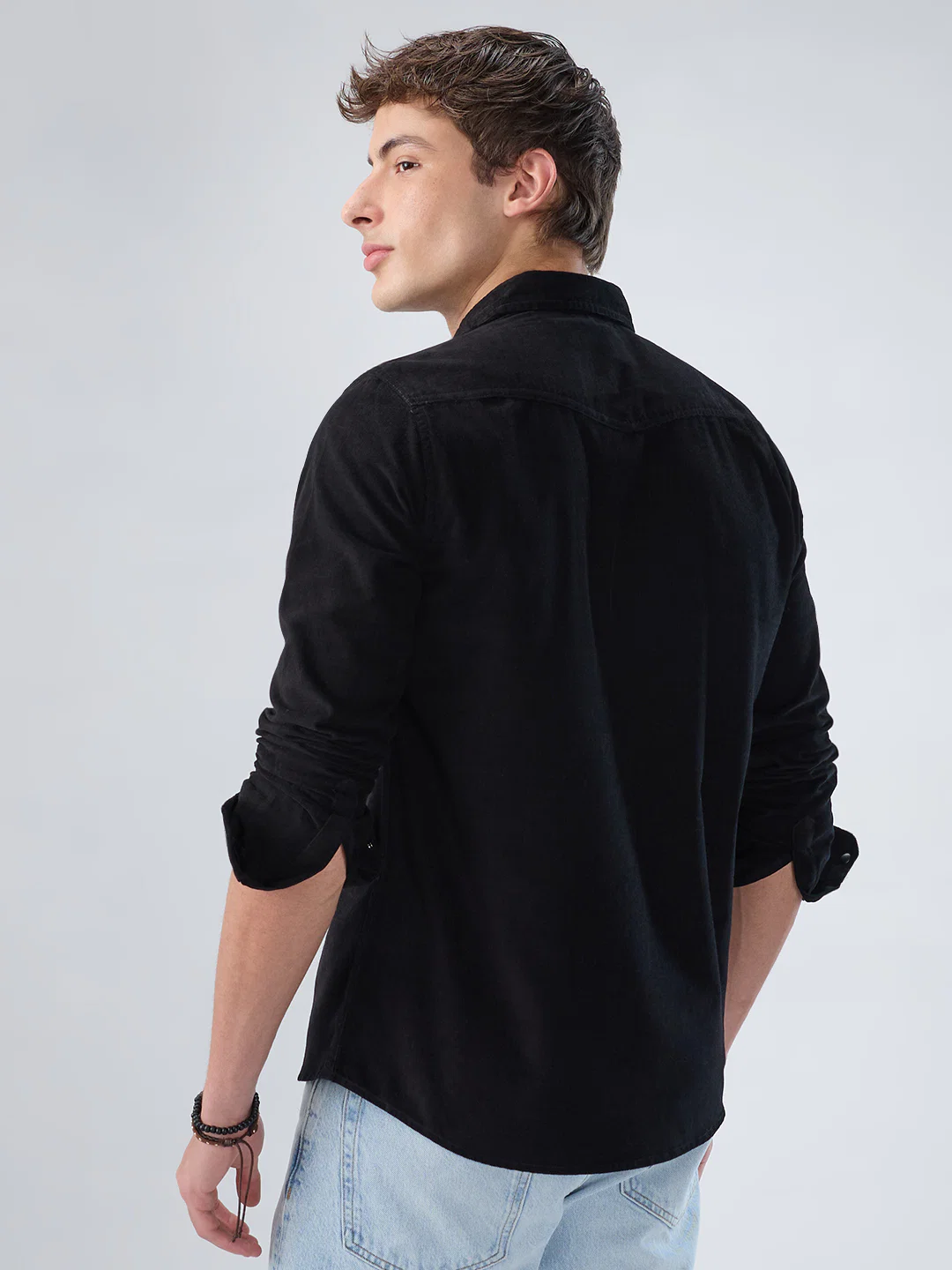 Timeless Black Corduroy Double Flap Pocket Overshirt - Image 6