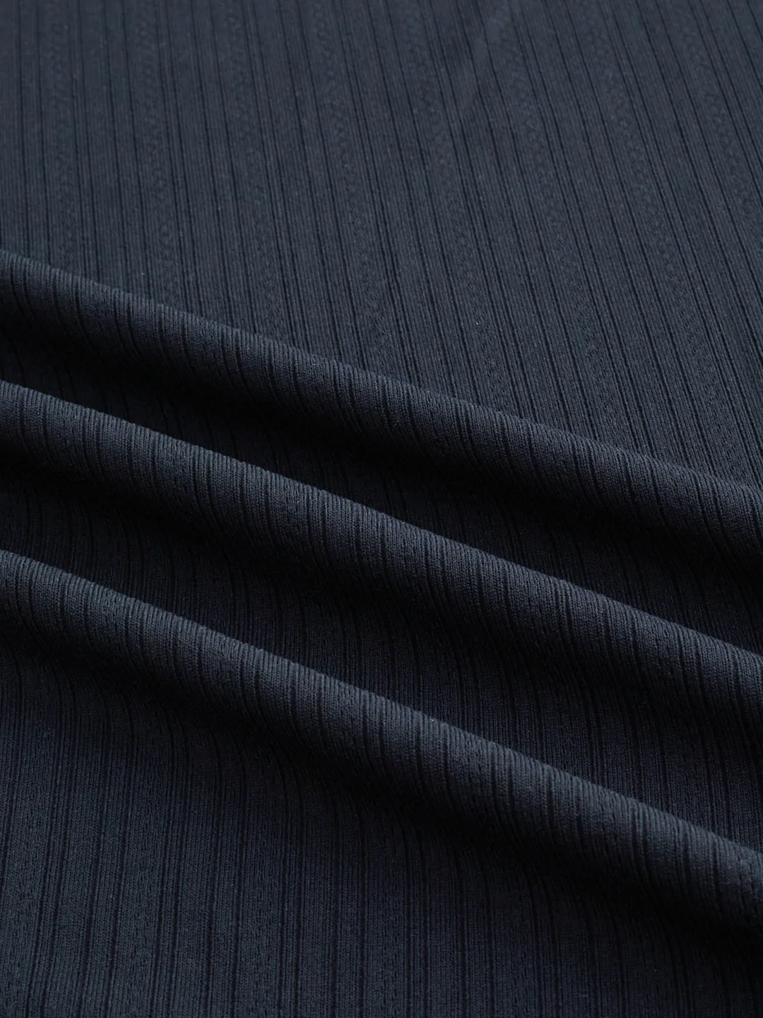 Timeless Black Fine Vertical Ribbed Knitted Shirt - Image 3