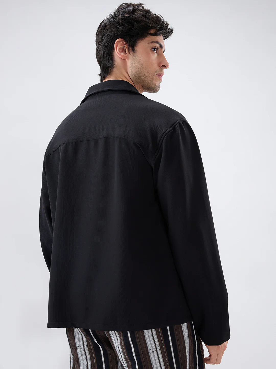 Timeless Black Oversized Polo Tencel Knit Shirt - Image 7