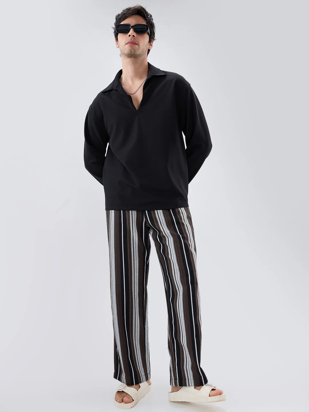 Timeless Black Oversized Polo Tencel Knit Shirt - Image 8