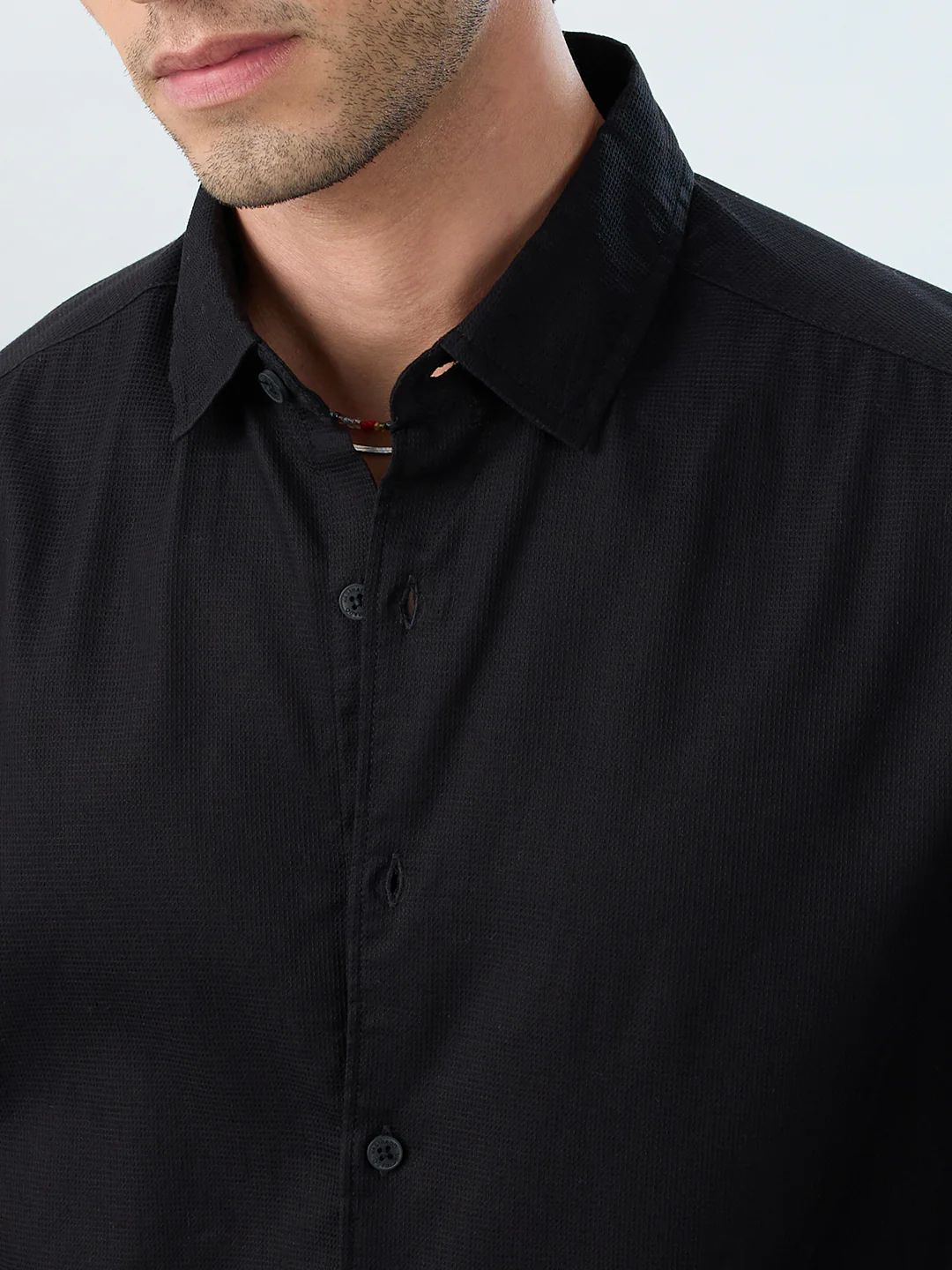 Timeless Black Subtle Emboss Essential Shirt - Image 3