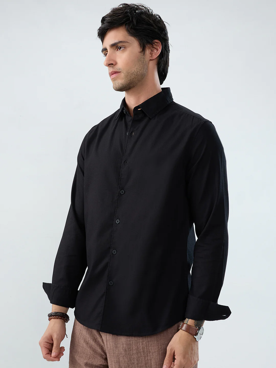 Timeless Black Subtle Emboss Essential Shirt - Image 5