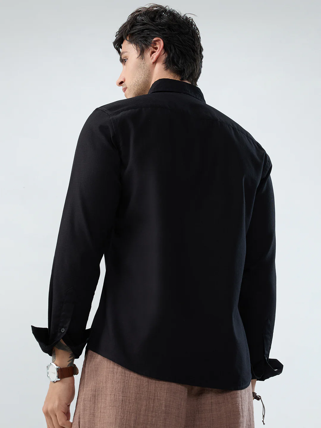 Timeless Black Subtle Emboss Essential Shirt - Image 6